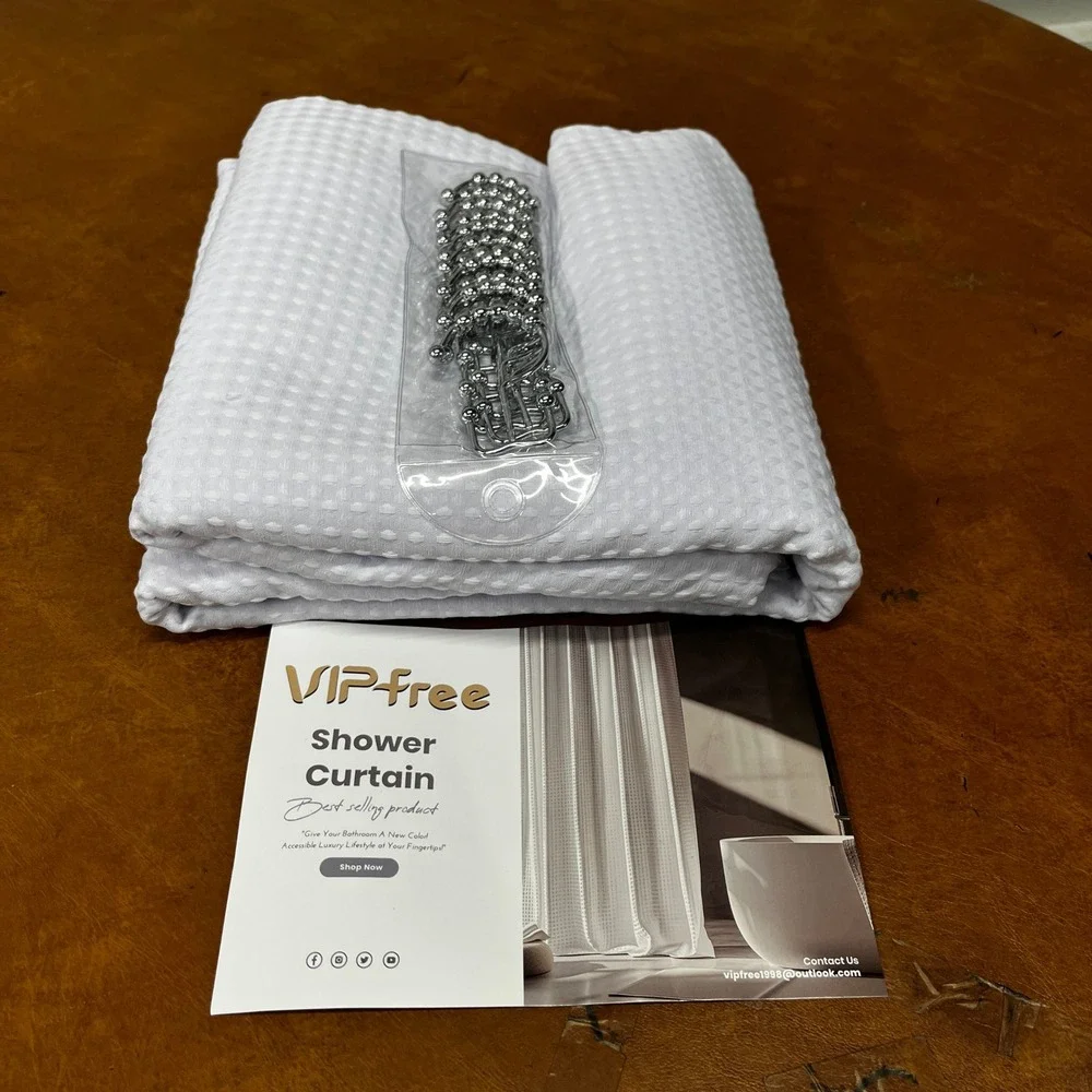 Vipfree 3 in 1 Shower Curtain Set White 72